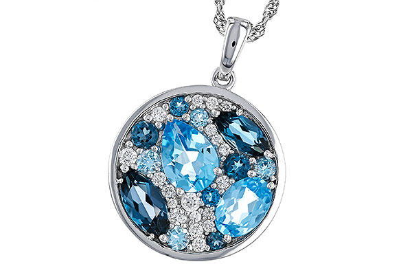 C329-77033: NECKLACE 2.31 TW BLUE TOPAZ 2.48 TGW